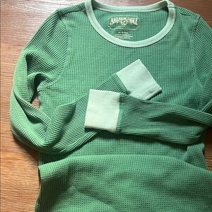 American Eagle Outfitters Teal Waffle Knit Shirt